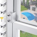Sliding Window Locks - Horizontal & Up/Down, Adjustable Aluminum, 4 Sets Silver