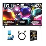 LG 43 Inch Class UA7000 Series LED AI 4K UHD Smart webOS TV 2025 HDR Voice Control Wi-Fi ThinQ AI w/Monster MCGOLDUHD5 HDMI Cable, 12 Mo CPS Protection & SURF201V Screen Cleaner