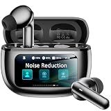 Wireless Earbuds with Smart Touchscreen Case, Bluetooth 6.0 Ear Buds with AI Noise Cancelling Calls, 40H Playtime Stereo Headphones, IPX7 Waterproof Earbuds for Workout, Travel, iPhone, Android, Black