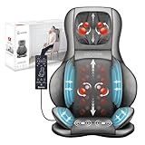 COMFIER Massager Chair with Heat, Shiatsu Neck Back Massager Portable with Compress & Rolling,Massage Chair Pad for Full Back,Neck,Full Body Pain, Gray