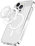 PopSockets PopGrip for MagSafe, Magnetic Phone Grip & Stand, Swappable Top, Secure Grip for iPhone MagSafe Cases, Kickstand for Hands-Free Viewing, Wireless Charging Compatible - Clear