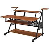 Acme Furniture Metal and Wooden Music Desk with Wheels, Cherry and Black