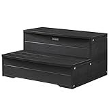 KaimuBench 25'' Hot Tub Steps, Heavy Duty Hot Tub Stairs, Wood Looking HDPS Outdoor Spa Steps Waterproof, Multi-Use Porch Step, Non Slip, Indoor/Outdoor Use, Black, Weight Capacity 600LBS