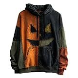GQN Hoodie Men Mens Halloween Novelty Hoodie Long Sleeve Colorblock Creepy Smile Stitched Graphic Casual Tops 2026 Día De Los Muertos Vacation Black 3X-Large