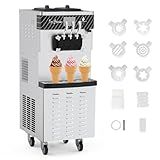 Commercial Ice Cream Machine - 220V 2450W 3 Flavors Soft Serve Ice Cream Machine 5.8 to 7.9 Gallons/H Auto Clean Touch Screen LCD Panel Ideal Ice Cream Maker for Snack Restaurants Bars