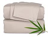 Pure Bamboo King Sheets, Genuine 100% Organic Viscose Derived from Bamboo Bed Sheet Set, Luxuriously Soft & Cooling, Double Stitching, 2 Year Quality Promise (King, Sand)