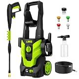 Pressure Washer, Portable Power Washer, 4 Quick Connect Nozzles, High Pressure Cleaning Machine for Car Fence Driveway Patio Washing and More(Light Green)