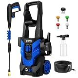 Pressure Washer, Power Washer with 4 Quick Connect Nozzles, High Pressure Cleaning Machine with Foam Cannon for Cars/Fences/Driveways/Patios/Home Cleaning
