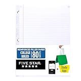 Five Star Loose Leaf Paper + Study App, College Ruled Filler Notebook Paper, Reinforced, Fights Ink Bleed, 8-1/2" x 11", 80 Sheets (170102)