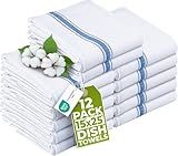 Utopia Towels Blue Dish Towels [12 Pack - 15 x 25 Inches] 100% Ring Spun Cotton Highly Absorbent & Reusable Cleaning Bar, Tea, Kitchen and Dishcloths Set - 200 GSM