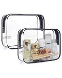 BAGSMART Clear Toiletry Bag 2-Pack TSA Approved Water-Repellent, Black