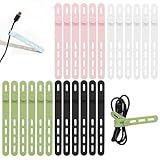 Donruby 24Pcs Silicone Cable Ties - Reusable & Washable with Locking Buckles, Adjustable Fastening Cable Management Straps, Multi-Purpose High Elasticity Cord Organizer (4 Colors)