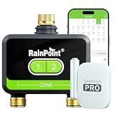 RainPoint WiFi Water Timer for Garden Hose with Brass Inlet & Outlet, 2-Zone Smart Hose Timer, WiFi Irrigation Controller via APP/Voice Control, Automatic Sprinkler Watering System for Lawns and Yard