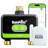RainPoint WiFi Water Timer for Garden Hose with Brass Inlet & Outlet, 2-Zone Smart Hose Timer, WiFi Irrigation Controller via APP/Voice Control, Automatic Sprinkler Watering System for Lawns and Yard