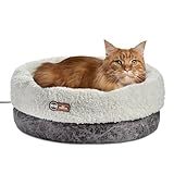 K&H Pet Products Heated Cat Bed Indoor, Thermo-Snuggle Cup Bomber Soft Heated Pet Bed for Large Indoor Cats and Small Dogs, Machine Washable, Waterproof Heated Pad, Safety Listed - 14x18in Gray