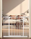 keny 29"-42.5" Baby Gate for Stairs, Auto Close Safety Dog Gate, Pressure Mounted Easy Walk Through Pet Gate for Doorways, Durable Stair Gate, 30" Tall, White