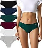 DHFBABY Womens Underwear Cotton Panties Soft Low Waist Hispter Breathable Stretch Ladies Bikini Underwear 6 Pack