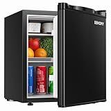 EUHOMY 1.7 Cu.Ft Mini Fridge with Freezer, Reversible Single Door Compact Refrigerator, Adjustable Thermostat, Energy Saving, Mini Fridge for Bedroom, Office, Dorm, Black