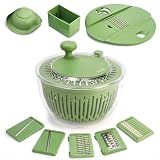 SUSTEAS Salad Spinner Large, Lettuce Spinner with 5 Blade Slicer, 4.25Qt