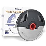 Pizza Cutter Wheel, UHIYEE 4.3" Larger Stainless Steel Pizza Cutter with Protective Blade Cover, Super Sharp Large Pizza Slicer Cuts Smoothly, Easy Cleaning Pizza Cutters Dishwasher Safe, Gray