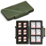 Olive Green 36 Slots Memory Card Case Water-Resistant Anti-Shock Memory Card Wallet for 24 Micro SD SDXC SDHC TF Cards and 12 SD SDXC SDHC Cards