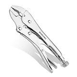 WORKPRO Locking Pliers, 4-inch Mini Curved Jaw Vice Grips pliers, Chromium-Vanadium Steel Locking Pliers with Wire Cutter, Locking Adjustable Vise Grips for Clamping Twisting Welding