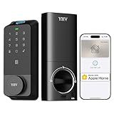 Smart Door Lock with Apple Home Key, Fingerprint Keyless Entry Door Lock Safety Keypad Deadbolt with Code, Built-in Wi-Fi, IP65, Supports Apple Homekit, Alexa, Google for Front Door or Back