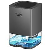 ToLife Dehumidifiers for Home 30 OZ Water Tank with Auto-Off 500 sq.ft Portable Small Dehumidifier for Bathroom Bedroom RV Closet Room 7 Colors LED Light, Gray