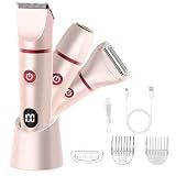 Bikini Trimmer for Women, Electric Razor for Pubic Hair 3-in-1, Bikini Shaver for Legs Body Hair, Womens Electric Razor IPX6 Waterproof, Gifts for Women,Pink
