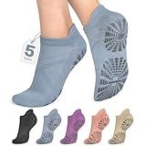 unenow 5 Pairs Pilates Socks for Women Non Slip Socks with Grips for Yoga Hospital Barre Barefoot