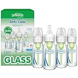 Dr. Brown's Anti-Colic Options+ Narrow Glass Baby Bottle with Level 1 Slow Flow Nipple, BPA-Free, 4 oz/120mL, 4-Pack
