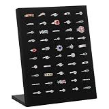 KUKUVR Velvet L-Shaped 50 Slots Ring Earring Holder Display Stand (Black)
