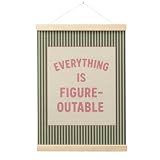 FGFK Everything Is Figureoutable Positive Affirmations Wall Art Poster Hanger Frame, Retro Pink and Green Inspirational Canvas Prints Framed Wall Decor for Office Classroom Home Bedroom, 12x16 Inch