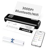 Rongta Portable Printers Wireless for Travel, 300DPI WiFi & Bluetooth Mobile Thermal Inkless Printer for School/Office/Home Use, Compatible with Android,iOS & Laptop (Black)