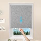 GENIMO 100% Blackout Roller Window Shades, Window Blinds Cordless with Thermal Insulated, UV Protection Fabric, Mini French Door Blinds for Home, Office, Bedroom, Easy to Install, Grey, 10" W X 75" H