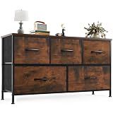 OLIXIS 5 Drawer Dresser for Bedroom, Wide Fabric Storage Tower, Brown