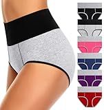 ASIMOON Tummy Control Underwear for Women Cotton High Waisted Ladies Briefs Soft Strech Full Coverage panties