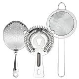 3-in-1 Cocktail Strainer Set, Includes Julep, Hawthorne, Fine Mesh Strainer