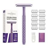 TGS Purple Single Blade Razor for Women with 10 Double Edge Blades