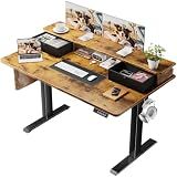 Veken 47x28 in Electric Standing Desk with Drawers, Adjustable Table, Brown