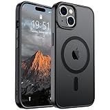 SUPFINE Magnetic for iPhone 15 Case (Compatible with MagSafe) (Military Grade Drop Protection) Translucent Matte Shockproof Phone Cover, Black