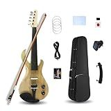 Yinfente 5 String Electric Violin 4/4 Full Size Solid Wood Beginner Violin Guitar Shape Ebony Parts With Case,Bow,Cleaning Cloth,Rosin