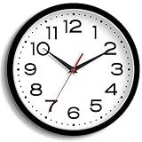 Roymnie Wall Clock Silent Non-Ticking Modern Clock Battery Operated 8 Inch Small Classic Analog Decorative for Kitchen, Living Room, Office, Bedroom, Bathroom (Black)