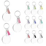 48 Pieces Acrylic Keychain Blanks Set Including Clear Circle Keychains Blank & Key Rings & Tassels & Jump Chain for Vinyl Crafting DIY Crafts Projects Ornament Transparent Round Keychains Bulk Kit