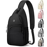 Pritent Crossbody Bags for Women Man Waterproof Sling Bag Backpack Trendy Casual Cross Body Bag with Convertible Shoulder Strap Chest Bag for Camping Hiking Travel Essentials (Black, Medium)