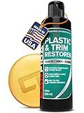 Carfidant Plastic Restorer for Cars – Refreshes Faded Plastic, Vinyl & Rubber Trim with Polish for Deep Shine – Protects Against UV & Dirt – Black Exterior & Interior Care for Detailing - 8.4 fl. Oz.