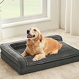 WINDRACING Orthopedic Dog Beds for Large, Medium Dogs, Waterproof Egg Foam Dog Sofa Bed with L Bolster Sides, Washable Large Pet Bed with Removable Cover & Non-Slip Bottom, 36 x 23 inch, Gray