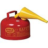 Eagle 2.5 Gallon Type I Red Safety Gas Can for Gasoline with Flame Arrester, Self-Closing Lid, and F-15 Funnel, Made in the USA, Galvanized Steel Flammable Storage Can, UI25FS
