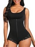 SHAPERX Women's Fajas Colombianas Shapewear Postpartum Tummy Control Body Shaper Butt Lifter Bodysuit,SZ7200-Black-XL
