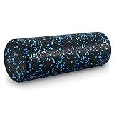 ProsourceFit High Density Foam Rollers 18 - inches long, Firm Full Body Athletic Massage Tool for Back Stretching, Yoga, Pilates, Post Workout Muscle Recuperation, Black/Blue
